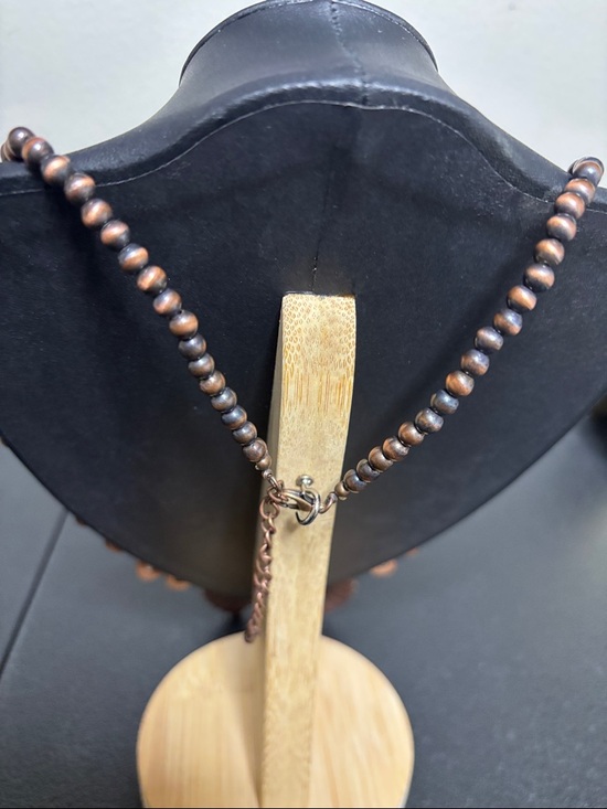 COPPER TONE Southwestern Boho NECKLACE STONES NAJA PENDANT IN IVORY - Picture 4 of 7